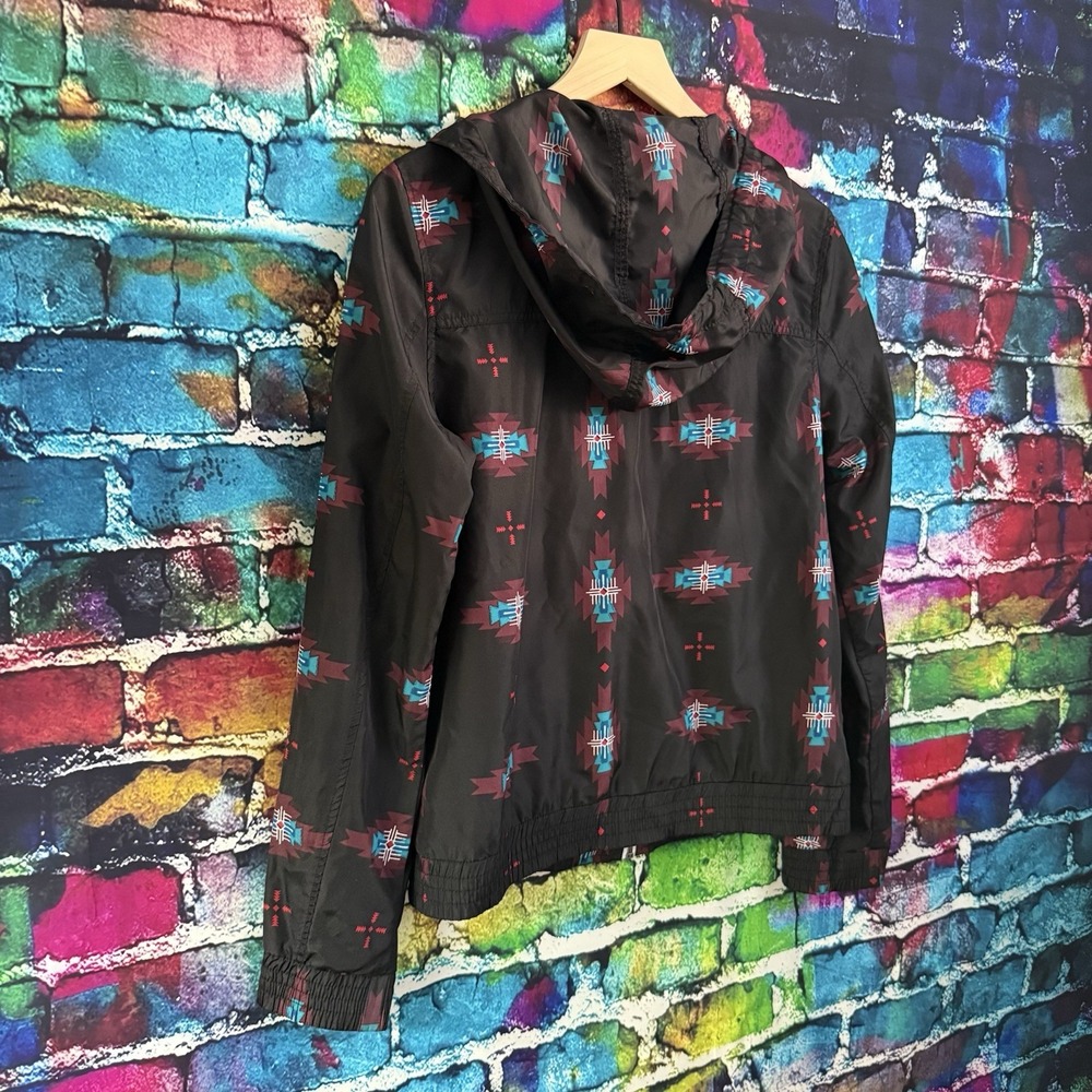 Empyre Windbreaker Aztec Hoodie Womens L Jacket Southwestern Zip Black Hoodie - Picture 9 of 14